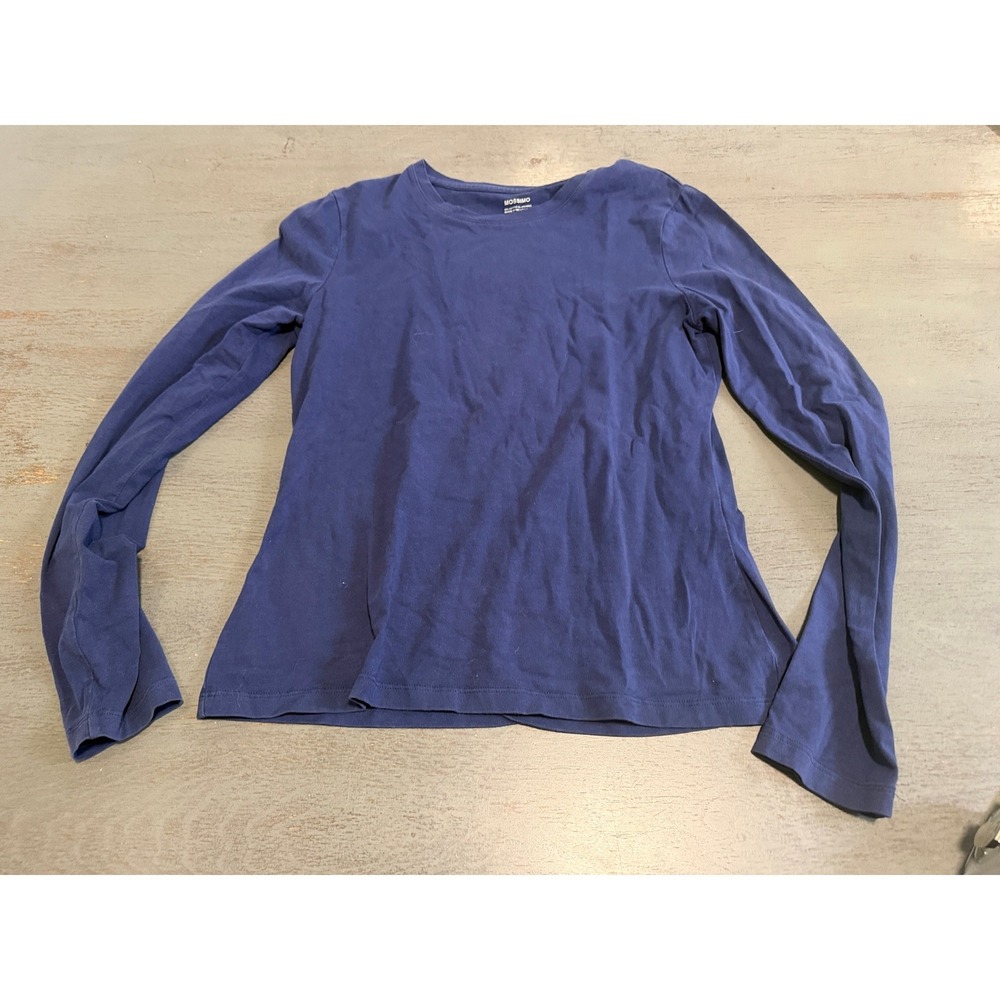 Mossimo Womens Navy Blue Long Sleeve Crew Neck T-Shirt Size M Cotton Spandex
